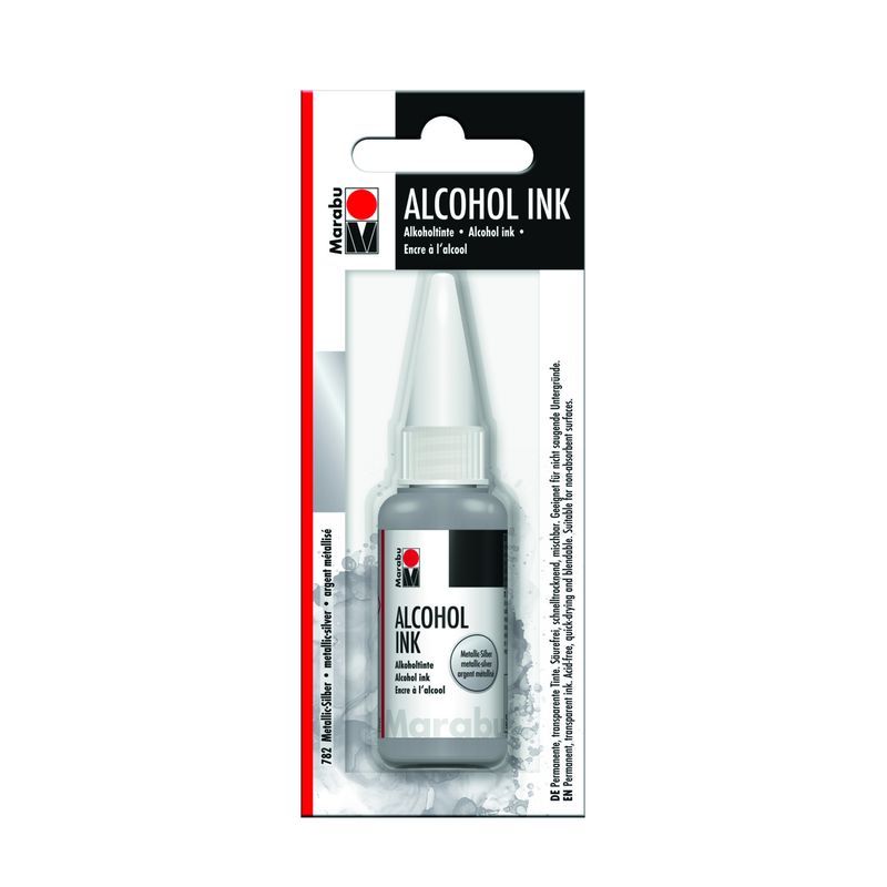 Marabu Alcohol ink 20 ml 782 metallic silver, hopea