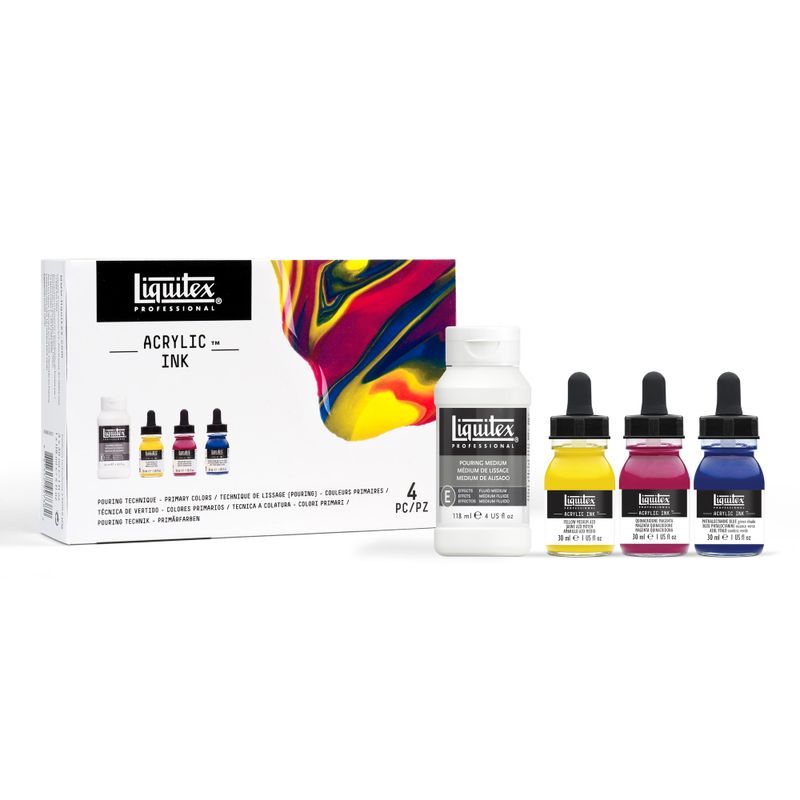 Liquitex Acrylic Pouring Set Primary colours, 3x30ml musteet ja 237ml pouring medium