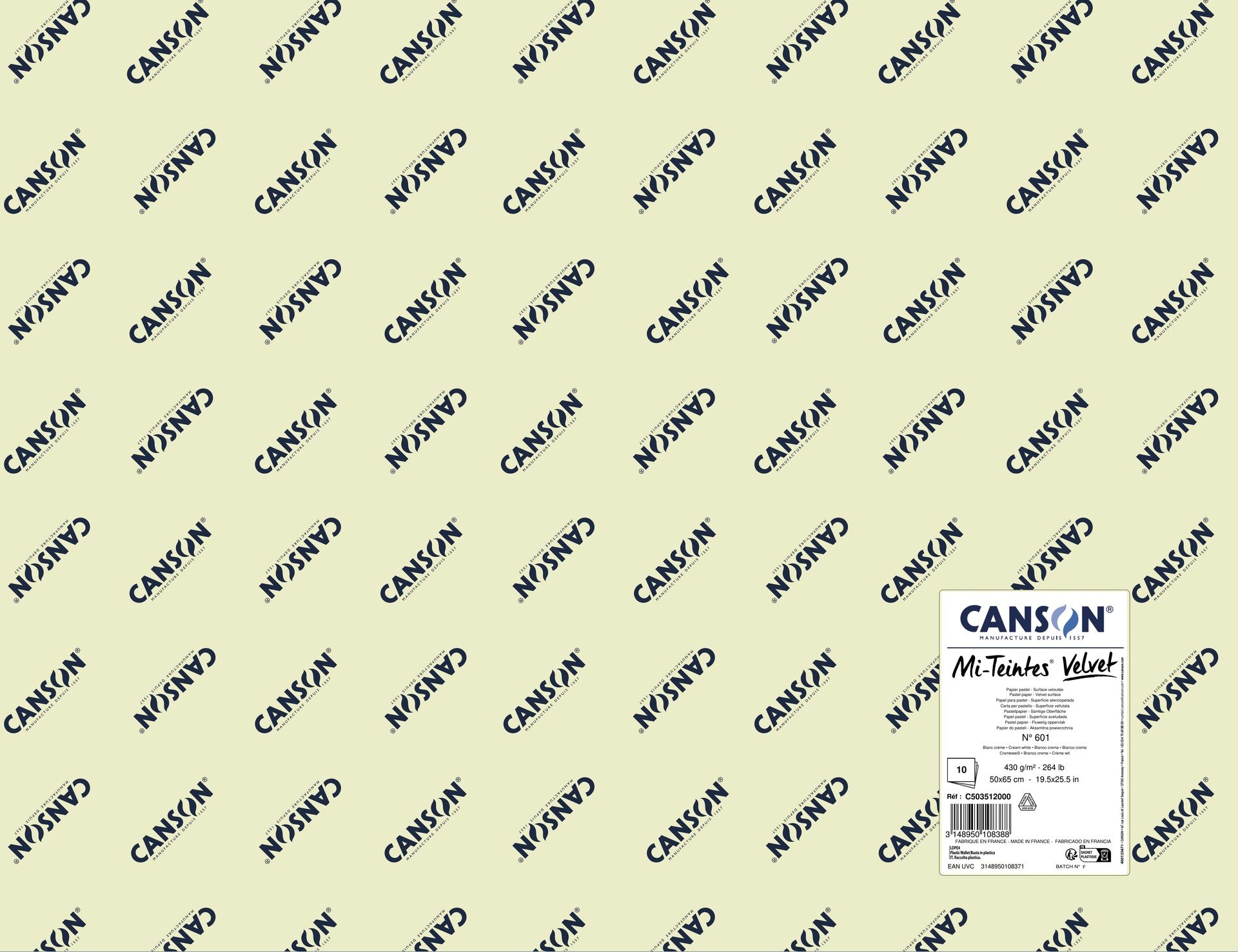 Canson Mi-Teintes Velvet 430g 50x65cm White 601