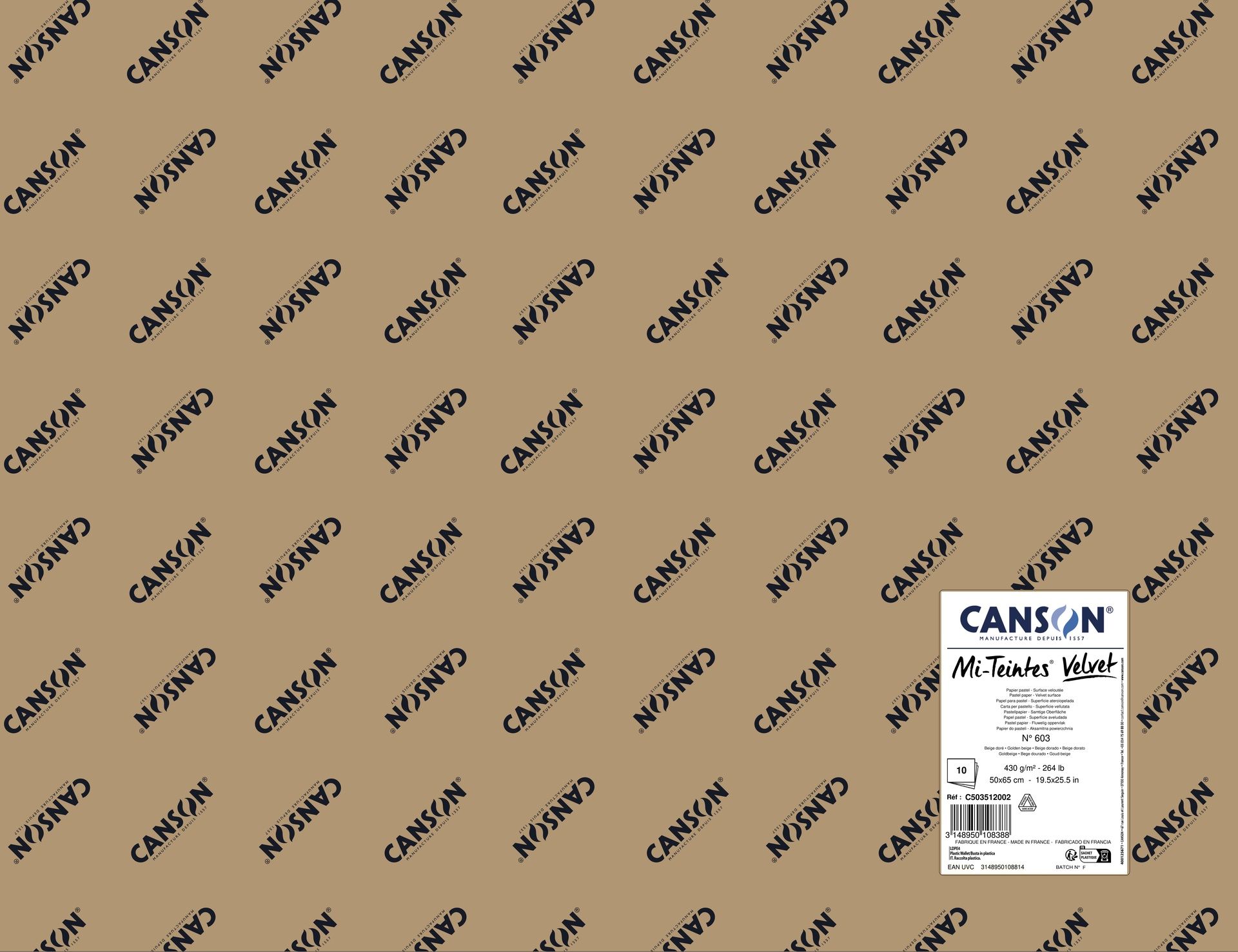 Canson Mi-Teintes Velvet 430g 50x65cm Yellow 604 Beige 603
