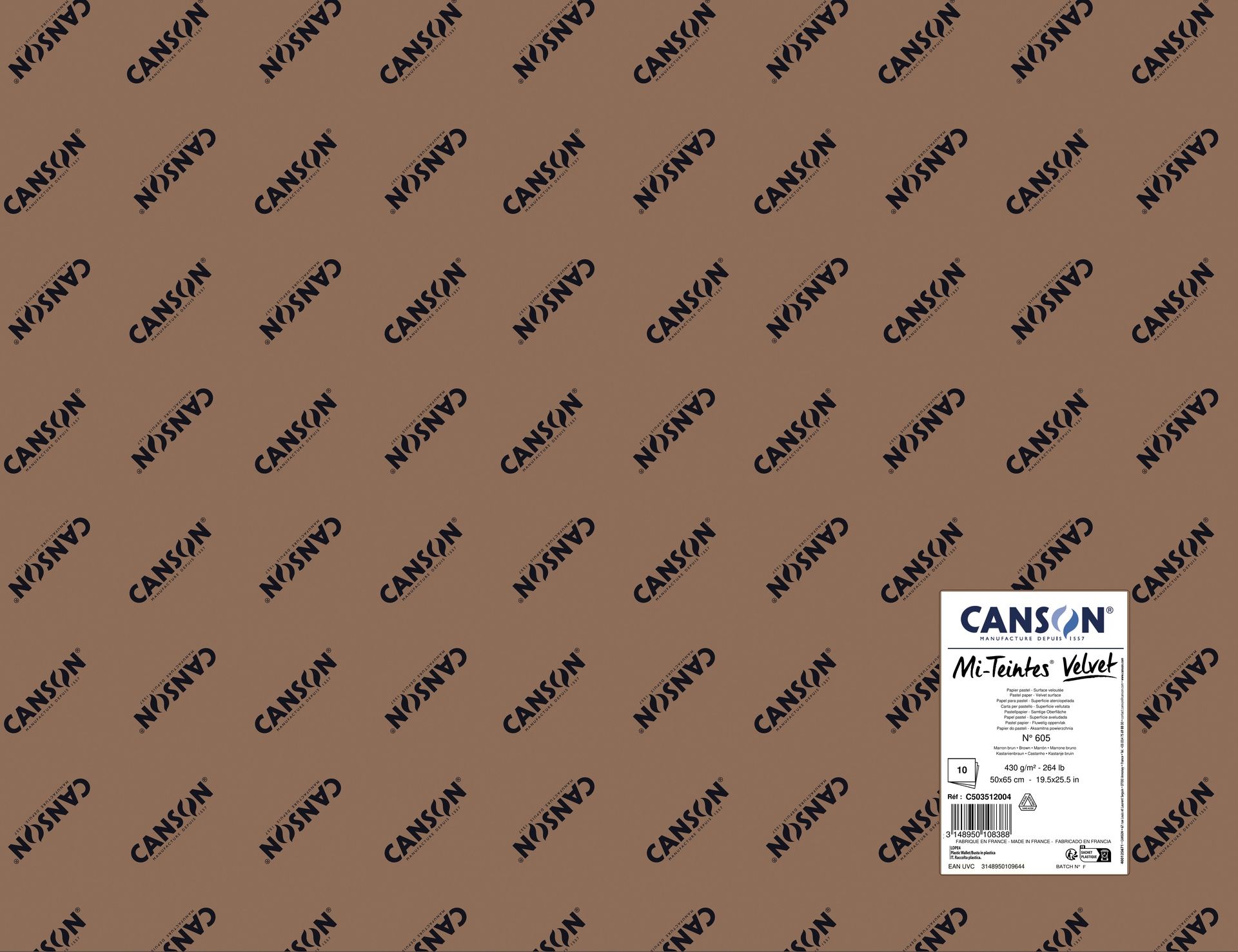 Canson Mi-Teintes Velvet 430g 50x65cm Brown 605