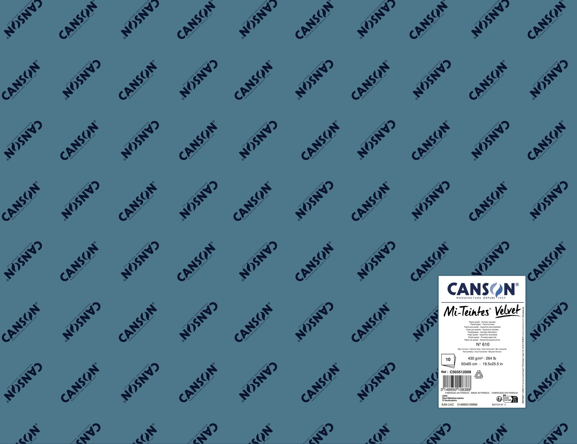 Canson Mi-Teintes Velvet 430g 50x65cm Blue 610