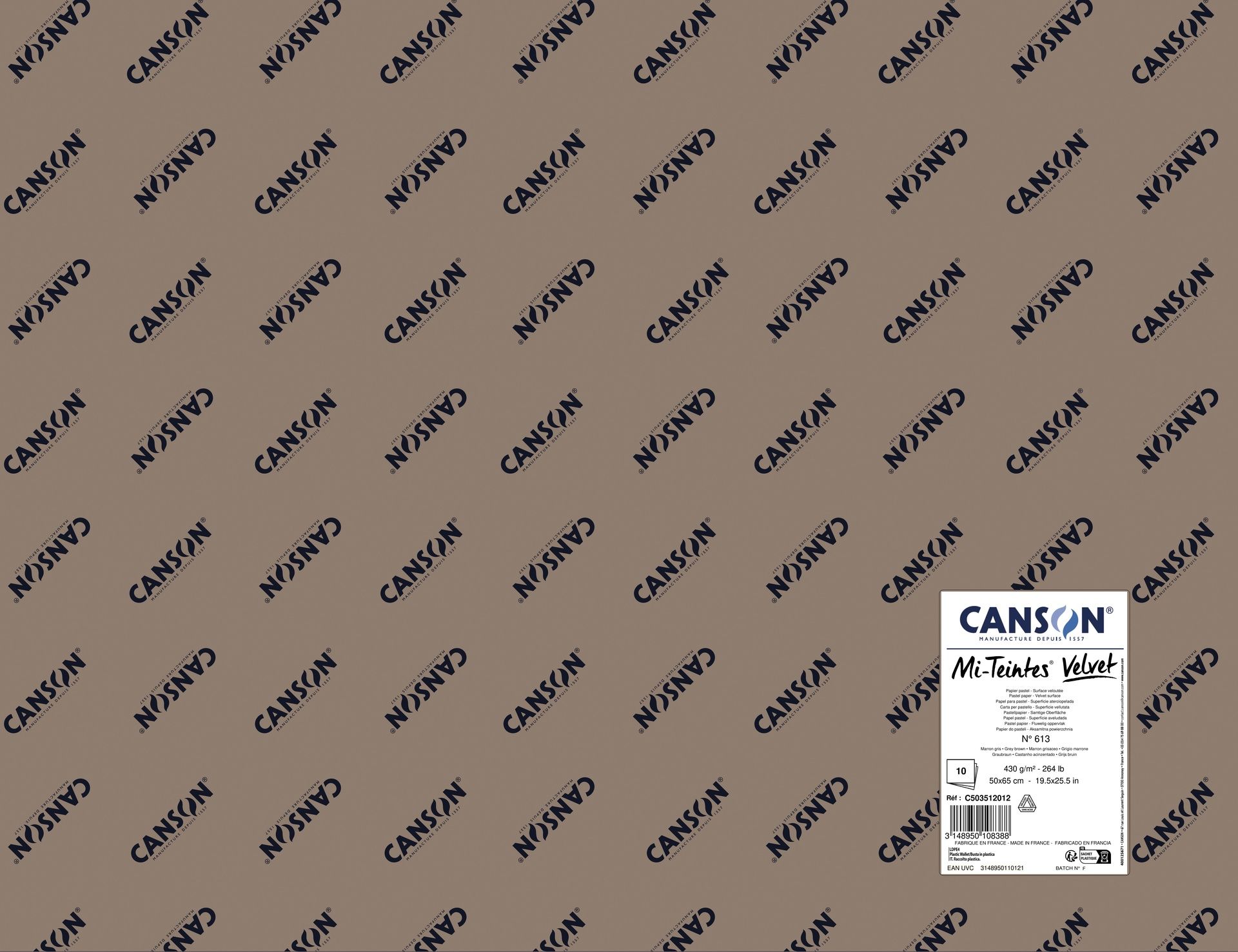 Canson Mi-Teintes Velvet 430g 50x65cm Brown 613