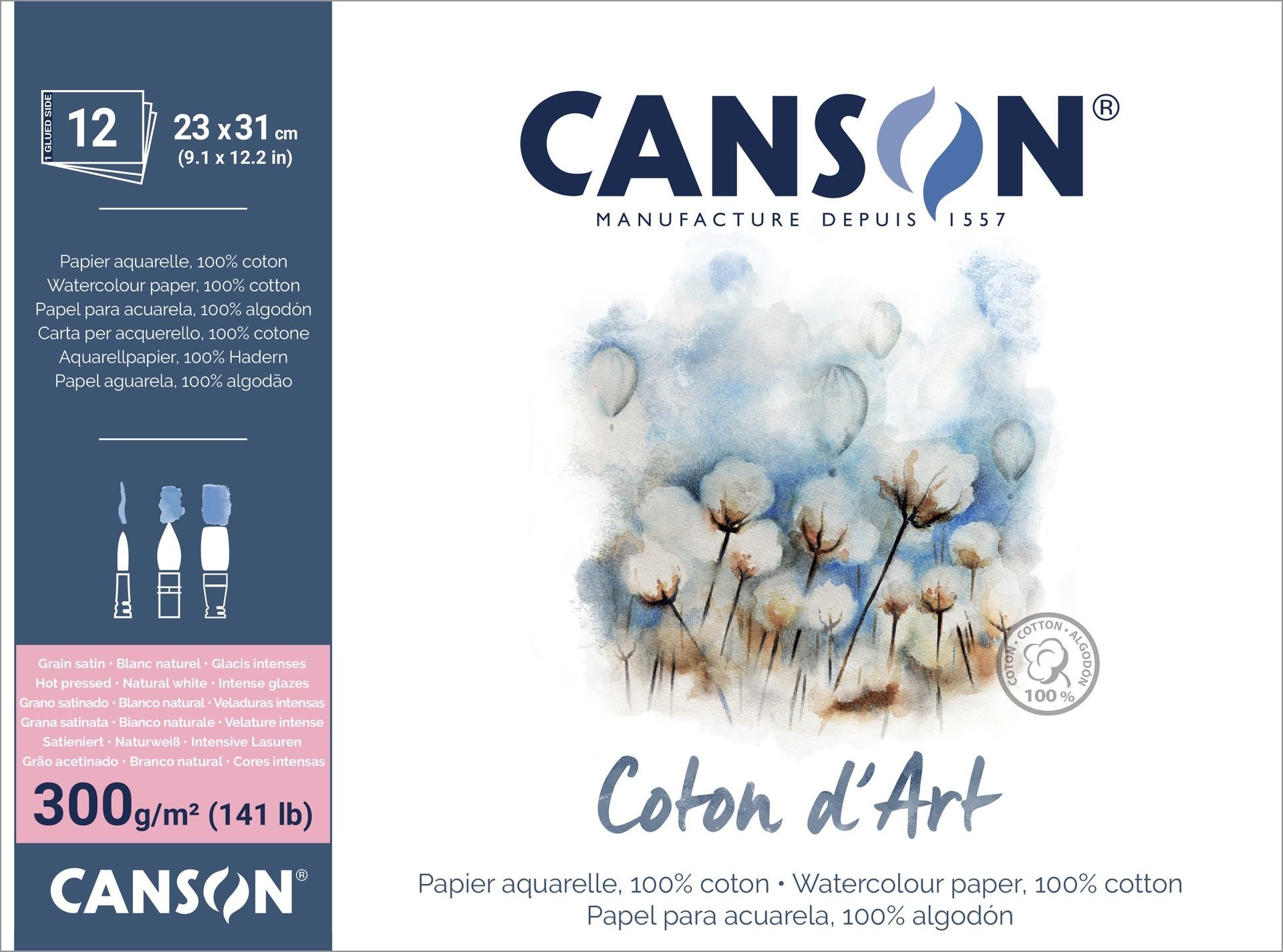 Canson Coton d` Art 300g HP 23x31 cm (12) lehtiö