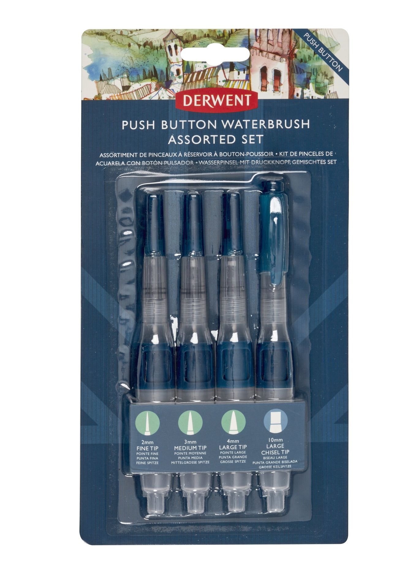 Derwent Waterbrush Push Button 4 kpl säiliösivellin