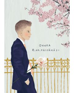 2-osainen kortti Johanna Ilander - Onnea rippipäivänäsi, poika