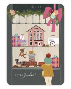 Joulukortti Johanna Ilander - " Hyvää joulua!" Kaupan jouluikkuna