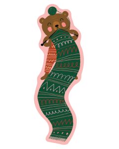 Kirjanmerkki Putinki Mira Mallius - Karhu neuloo kaulahuivia