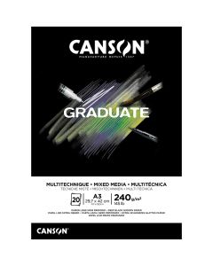 Canson Graduate Mixed Media Black A3 240g (20), Mixed media lehtiö, musta paperi