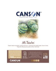 Canson Mi-teintes 160g (20) 24x32 Earth shades, pastellilehtiö ruskean sävyt 4 sävyä
