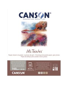Canson Mi-teintes 160g (20) 32x41 Grey shades, pastellilehtiö harmaan sävyt, 4 sävyä