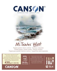Canson Mi-Teintes Velvet 430g 24x32 cm 12L valkoin, samettipintainen lehtiö
