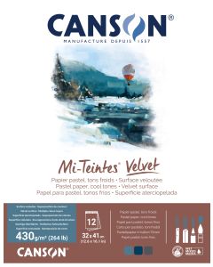 Canson Mi-Teintes Velvet 430g 32x41cm 12L kylmät s, samettipintainen lehtiö