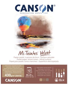 Canson Mi-Teintes Velvet 430g 32x41cm 12L Ruskea, samettipintainen lehtiö