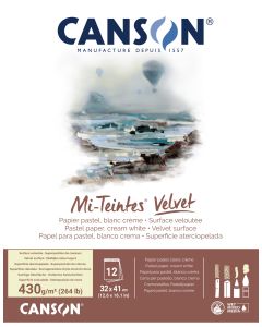 Canson Mi-Teintes Velvet 430g 32x41cm 12L Valkoine, samettipintainen lehtiö
