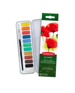 Derwent Academy Watercolour 12 nappia + sivellin, TL saatavilla niin kauan kuin valmistajalla saldoa