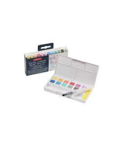 Derwent Pastel Shades Paint Set, sis. säiliösivellin ja 12 värinappia