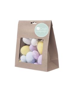 DPC Pääsiäismunat 16kpl eri koot vaaleat pastelli, ruskea paperipussi