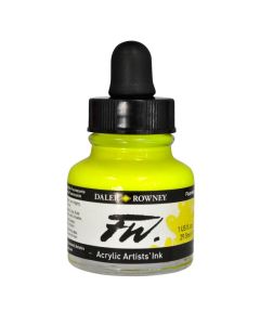 DR FW Acrylic ink 29.5ml 681 Fluorescent yellow, Taiteilijatasoinen muste