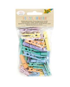 FOLIA puiset pyykkipojat 48kpl pastelli, 3kokoa, 3 kokoa, 6 väriä