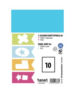 ILOX 1-os kortti 10kpl  A6 220g taivaansininen