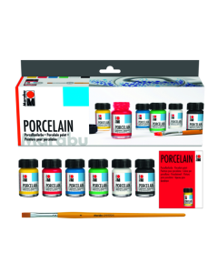 Marabu Posliinivärilajitelma 6x15ml, + sivellin ja ohjekirjanen