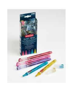 P. Derwent Paint Pen 0.5mm 5 värin lajitelma No 3, cranberry, violet, magenta,leaf green, sea green