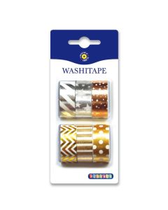 PLAYBOX Washiteippi 6kpl 15mmx3m metallivärit, Sis. kulta/hopea/kupari-lajitelman teippejä