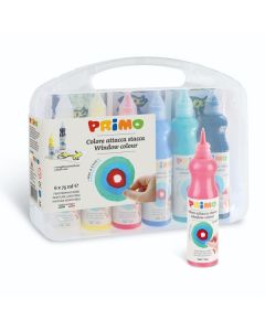 PRIMO ikkunavärit 6x80ml säilytyskotelossa, muovikotelossa