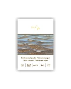 SMLT PRO-akvarellilehtiö 300g A4 (10) 100%puuvilla, 100% puuvilla-akvarellipaperi