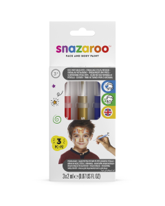 Snazaroo Brush Pens Adventure, red, gold, blue