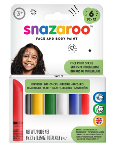 Snazaroo Kasvoväriliidut perusvärit 6kpl