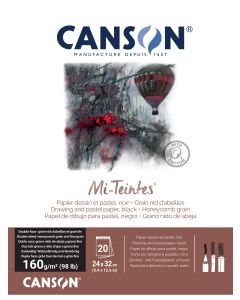 T Canson Mi-Teintes 24x32 cm 160G Black 435 Pad 16