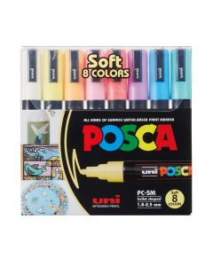 UNI POSCA Marker 8 kpl PC-5M 1,8-2,5mm pastellivär