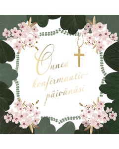 2-osainen neliökortti Johanna Ilander - Onnea konfirmaatiopäivänäsi, rippiristi