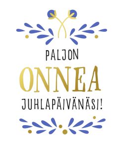 2-osainen kohopainokortti Putinki Design - Paljon onnea juhlapäivänäsi!