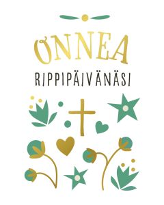 2-osainen kohopainokortti Putinki Design - Onnea rippipäivänäsi