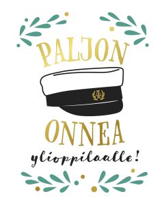2-osainen kohopainokortti Putinki Design - Paljon onnea ylioppilaalle