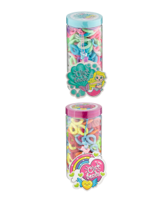 Click beads in Jar, 2 ass, Unicorn  Pastel-Rainbow