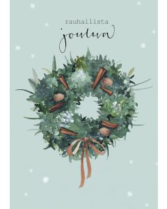 2-osainen joulukortti joulu Henna Adel - Kranssi "Rauhallista joulua"