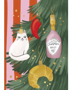 Joulukortti Kaisu Sandberg - Kuusenkoristeet