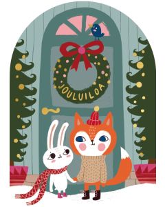 2-osainen joulukortti Mira Mallius - Jouluovi, jouluiloa