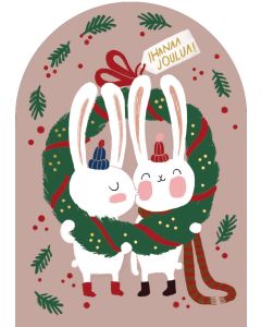 2-osainen joulukortti Mira Mallius - Puput ja kranssi, Ihanaa joulua!