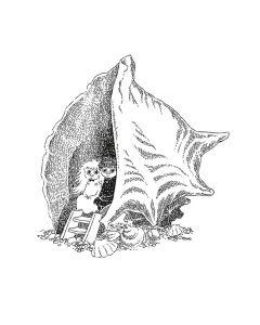 Kohopainettu postikortti Muumi - Simpukka