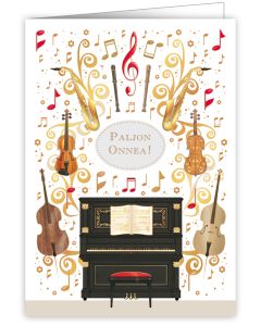 2-osainen kortti Quire - Soittimet, paljon onnea!
