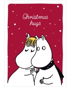 Postikortti joulu Muumi - Christmas hugs, Muumipeikko ja Niiskuneiti