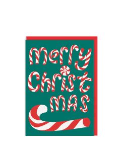 2-osainen joulukortti Ohh Deer - Merry Christmas candy cane