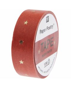 RICO washiteippi 15 mm x 10 metriä punainen foliotähdet
