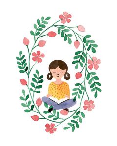 Postikortti Polka Paper - Tyttö ja kukkakranssi