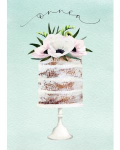 2-osainen kortti Henna Adel - Kakku kukkakoristeilla